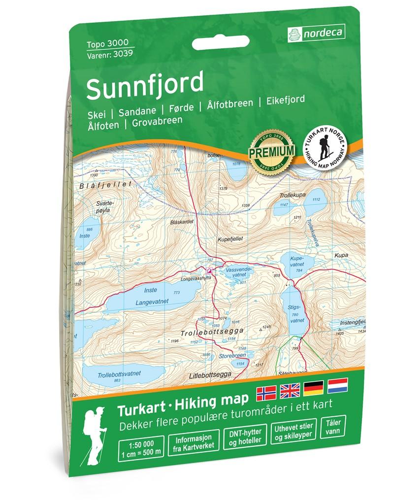 Carte de randonnée n° 3039 - Sunnfjord (Norvège) | Nordeca - série 3000 carte de randonnée Nordeca