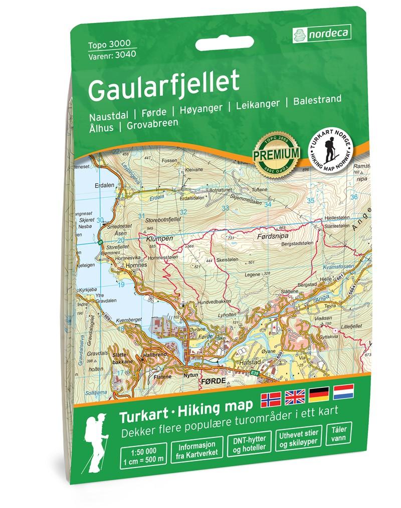 Carte de randonnée n° 3040 - Gaularfjellet (Norvège) | Nordeca - série 3000 carte de randonnée Nordeca