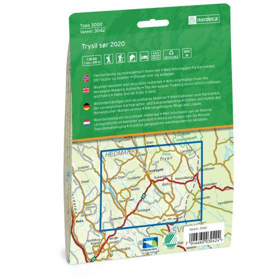 Carte de randonnée n° 3042 - Trysil Sud (Norvège) | Nordeca - série 3000 carte de randonnée Nordeca