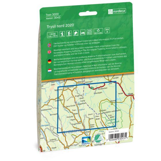 Carte de randonnée n° 3043 - Trysil Nord (Norvège) | Nordeca - série 3000 carte de randonnée Nordeca