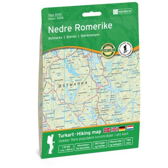 Carte de randonnée n° 3044 - Nedre Romerike (Norvège) | Nordeca - série 3000 carte de randonnée Nordeca