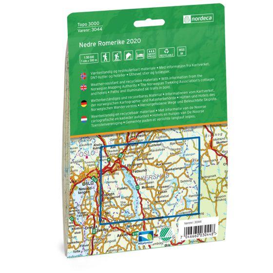Carte de randonnée n° 3044 - Nedre Romerike (Norvège) | Nordeca - série 3000 carte de randonnée Nordeca