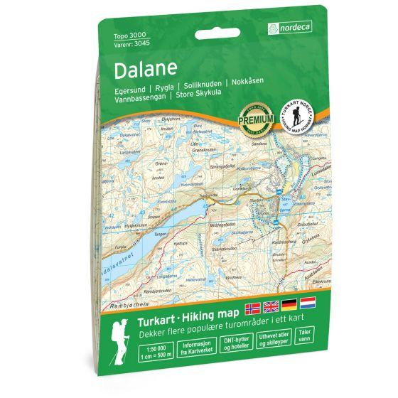 Carte de randonnée n° 3045 - Dalane (Norvège) | Nordeca - série 3000 carte de randonnée Nordeca