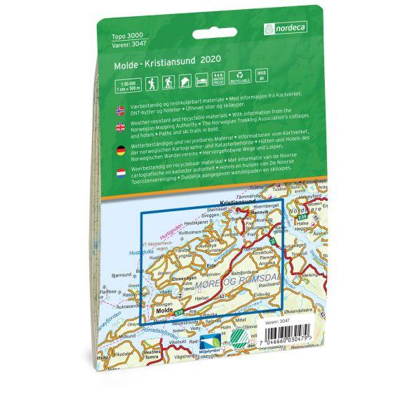 Carte de randonnée n° 3047 - Molde - Kristiansund (Norvège) | Nordeca - série 3000 carte de randonnée Nordeca