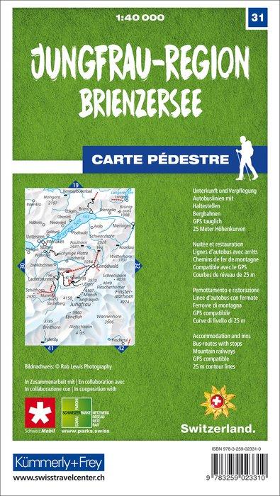 Carte de randonnée n° 31 - Jungfrau-Region, Brienzersee (Suisse) | Kümmerly & Frey-1/40 000 carte de randonnée Kümmerly & Frey