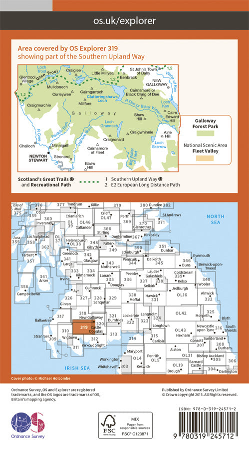 Carte de randonnée n° 319 - Galloway Forest Park South (Grande Bretagne) | Ordnance Survey - Explorer carte de randonnée Ordnance Survey Papier