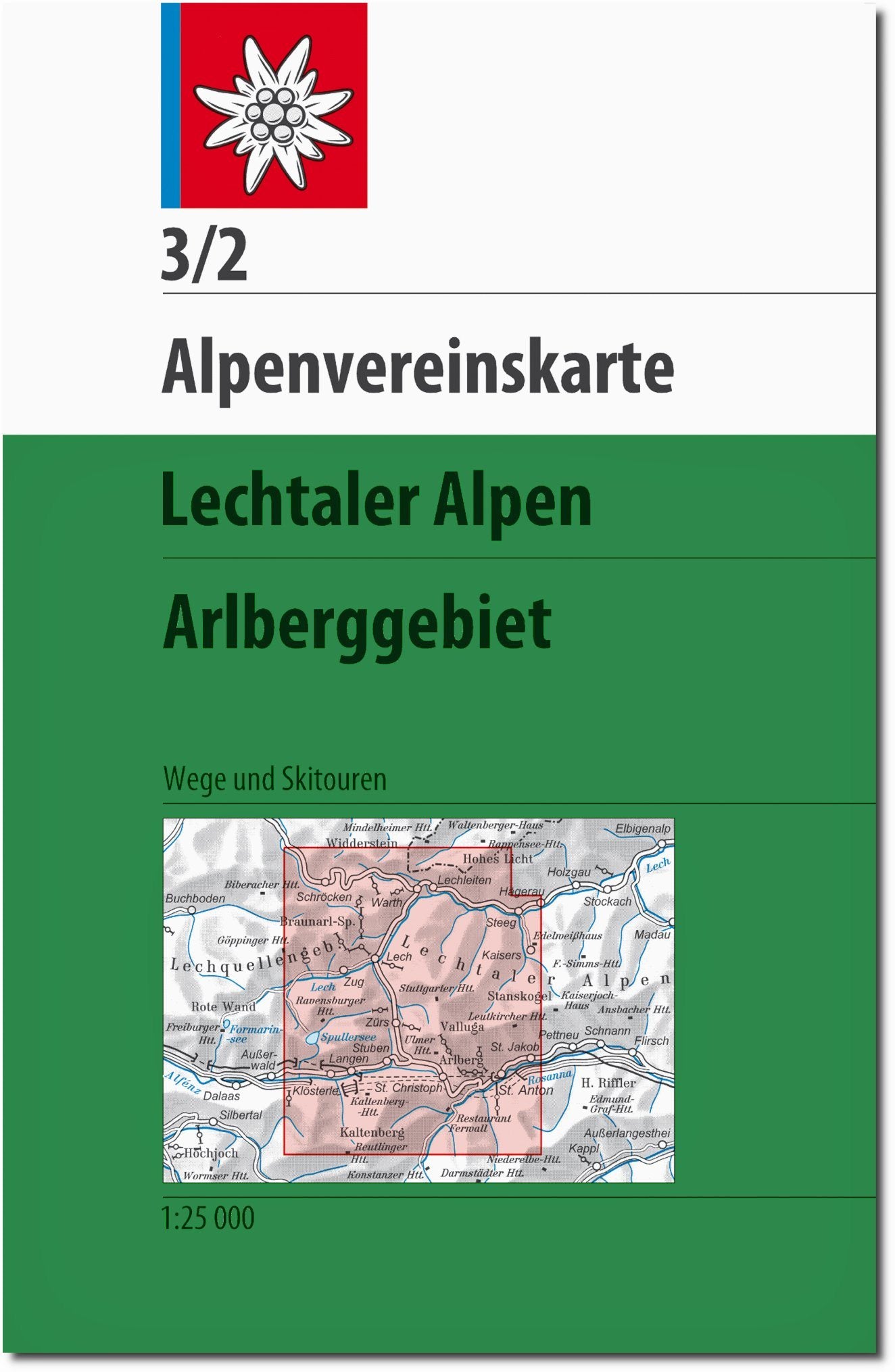 Carte de randonnée n° 3/2 - Alpes de Lechtal - Arlberggebiet (Tyrol autrichien) | Alpenverein carte de randonnée Alpenverein