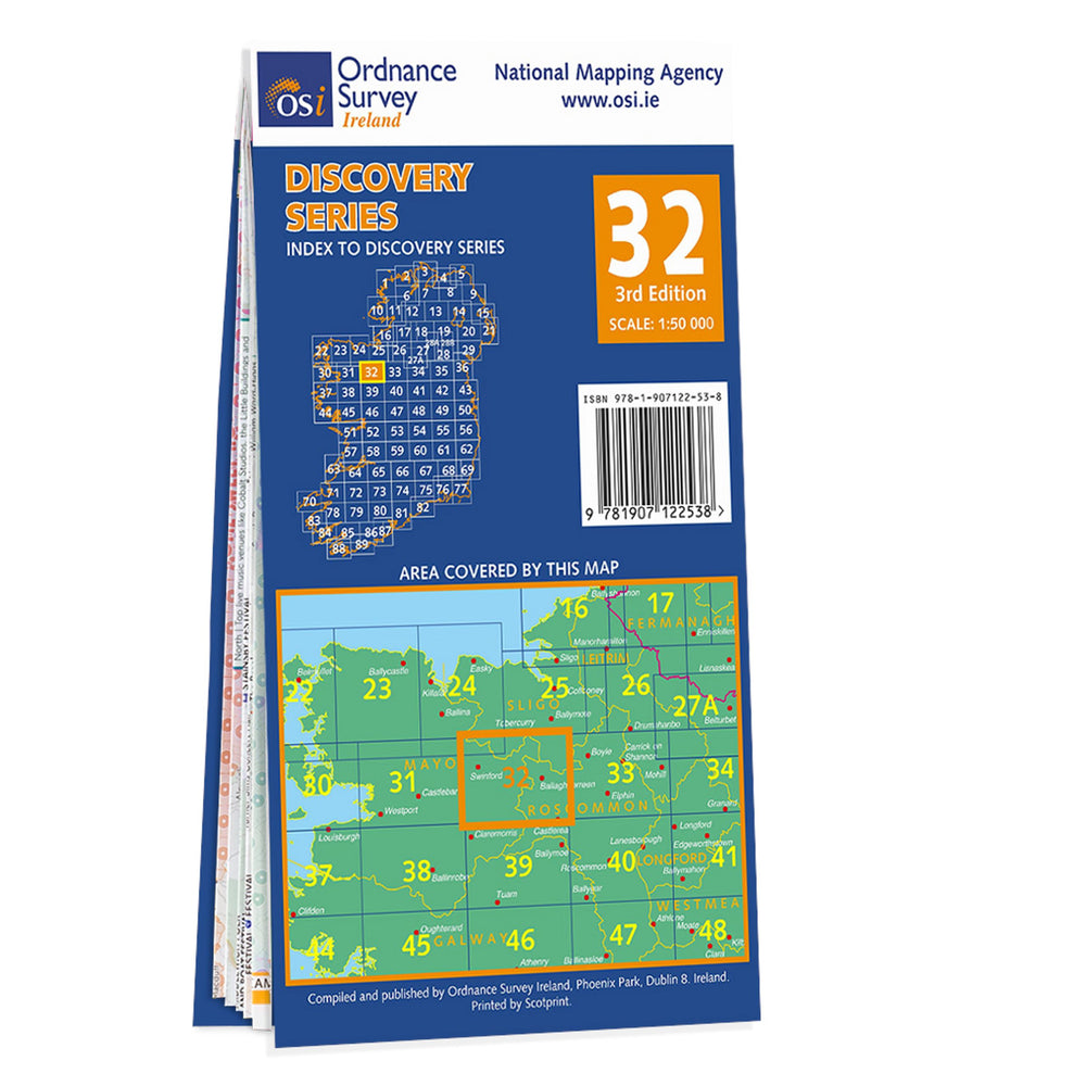 Carte de randonnée n° 32 - Mayo, Roscommon, Sligo (Irlande) | Ordnance Survey - série Discovery carte pliée Ordnance Survey Ireland 