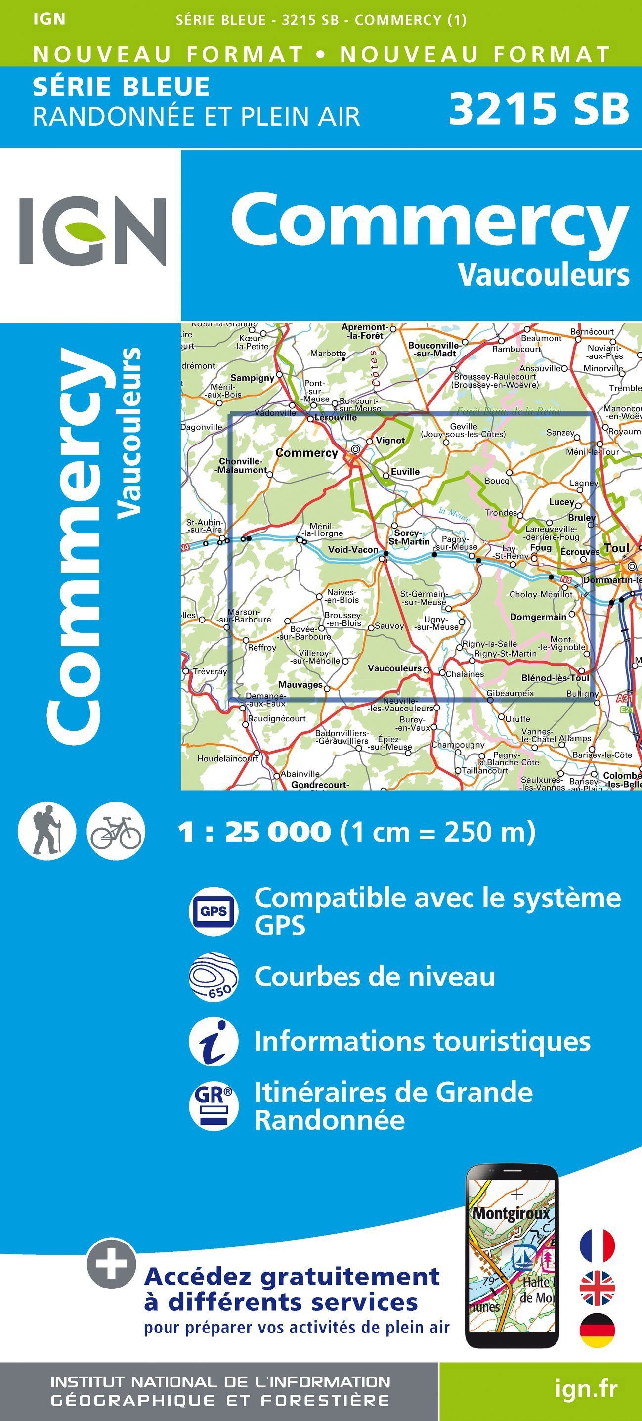 Carte de randonnée n° 3215 - Commercy, Vaucouleurs | IGN - Série Bleue carte de randonnée IGN Default Title