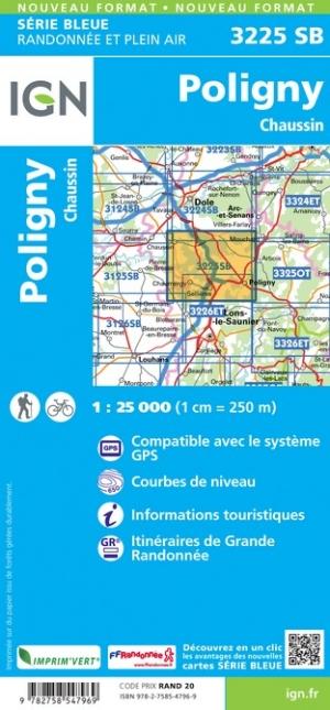 Carte de randonnée n° 3225 - Poligny, Chaussi | IGN - Série Bleue carte de randonnée IGN
