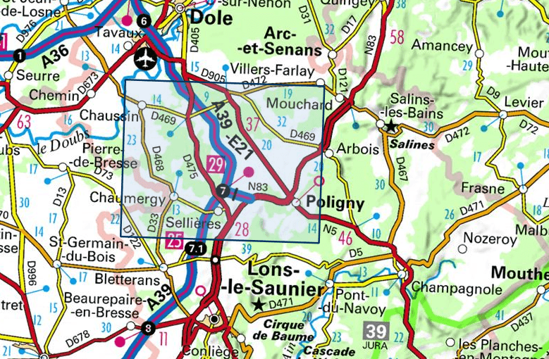 Carte de randonnée n° 3225 - Poligny, Chaussi | IGN - Série Bleue carte de randonnée IGN