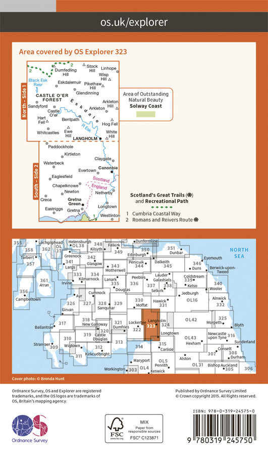 Carte de randonnée n° 323 - Eskdale, Castle O'er Forest (Grande Bretagne) | Ordnance Survey - Explorer carte de randonnée Ordnance Survey Papier