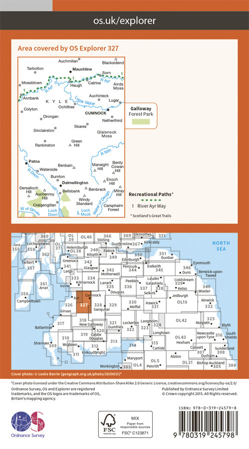 Carte de randonnée n° 327 - Cumnock, Dalmellington (Grande Bretagne) | Ordnance Survey - Explorer carte de randonnée Ordnance Survey Papier