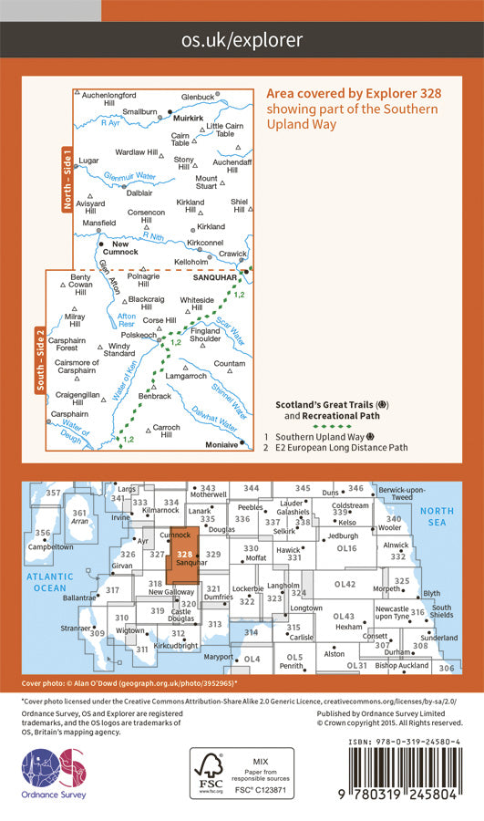 Carte de randonnée n° 328 - Sanquhar, New Cumnock (Grande Bretagne) | Ordnance Survey - Explorer carte de randonnée Ordnance Survey Papier