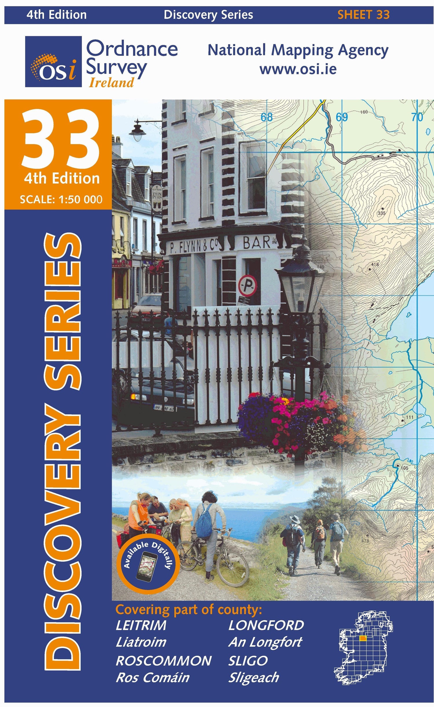 Carte de randonnée n° 33 - Leitrim, Longford, Roscommon, Sligo (Irlande) | Ordnance Survey - série Discovery carte de randonnée Ordnance Survey Ireland Default Title