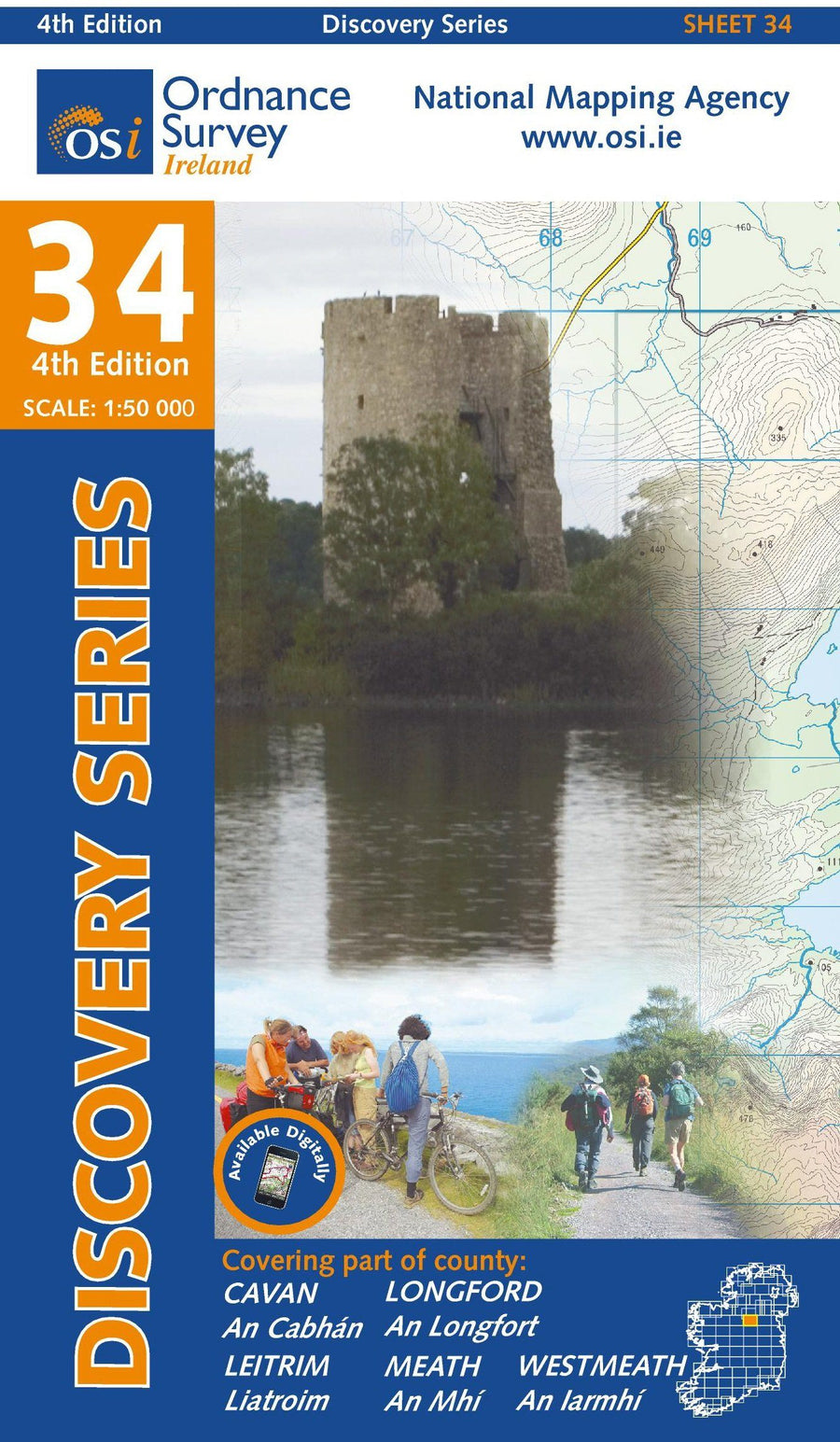 Carte de randonnée n° 34 - Cavan, Leitrim, Longford, Westmeath (Irlande) | Ordnance Survey - série Discovery carte pliée Ordnance Survey Ireland 