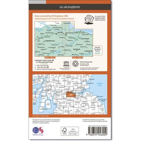 Carte de randonnée n° 349 - Falkirk, Cumbernauld, Livingston (Grande Bretagne) | Ordnance Survey - Explorer carte pliée Ordnance Survey 