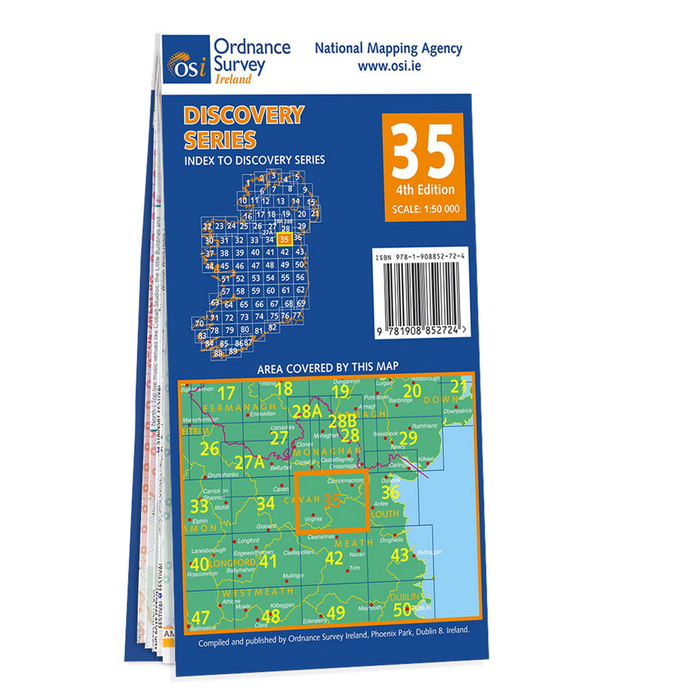 Carte de randonnée n° 35 - Cavan, Louth, Meath, Monaghan (Irlande) | Ordnance Survey - série Discovery carte pliée Ordnance Survey Ireland 