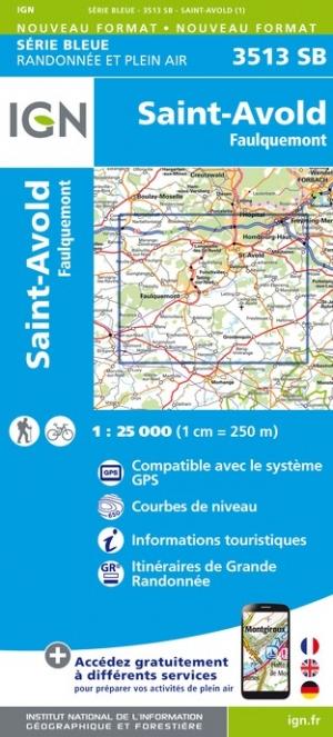 Carte de randonnée n° 3513 - Saint-Avold, Faulquemont | IGN - Série Bleue carte pliée IGN 