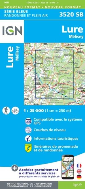 Carte de randonnée n° 3520 - Lure, Mélisey | IGN - Série Bleue carte de randonnée IGN