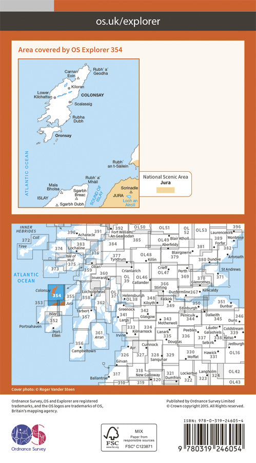 Small Os Maps Hiking map No. 354 - Colonsay, Oronsay (Great Britain) | Ordnance Surv ...