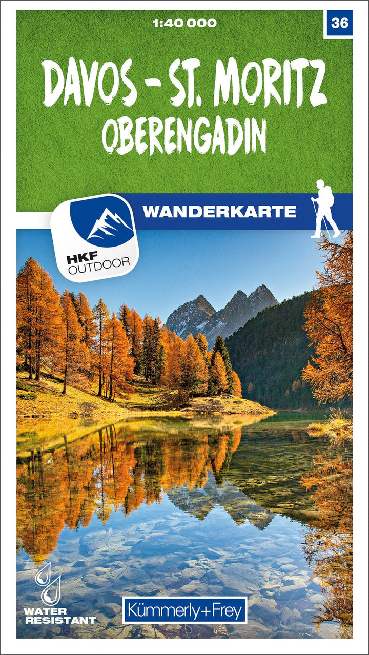 Carte de randonnée n° 36 - Davos, St. Moritz, Oberengadin (Suisse) | Kümmerly & Frey-1/40 000 carte pliée Kümmerly & Frey 