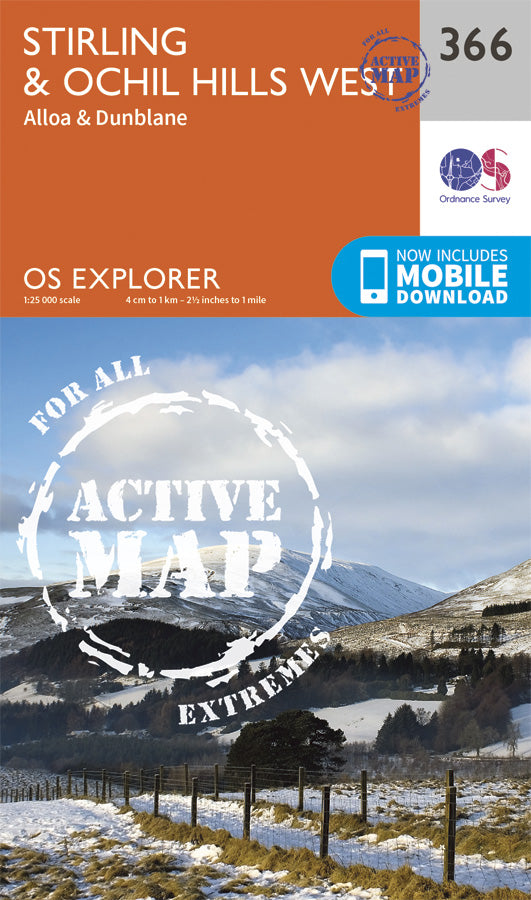 Carte de randonnée n° 366 - Stirling, Ochil Hills West (Grande Bretagne) | Ordnance Survey - Explorer carte de randonnée Ordnance Survey Plastifiée