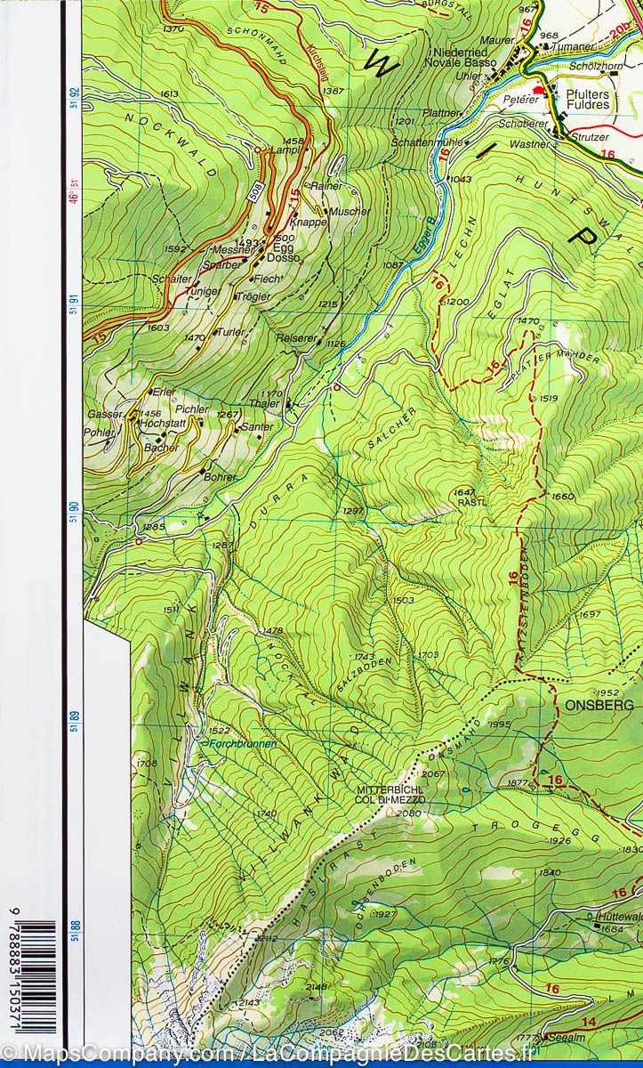 Carte de randonnée n° 37 - Gran Pilastro et Monti di Fundres (Italie) | Tabacco carte de randonnée Tabacco