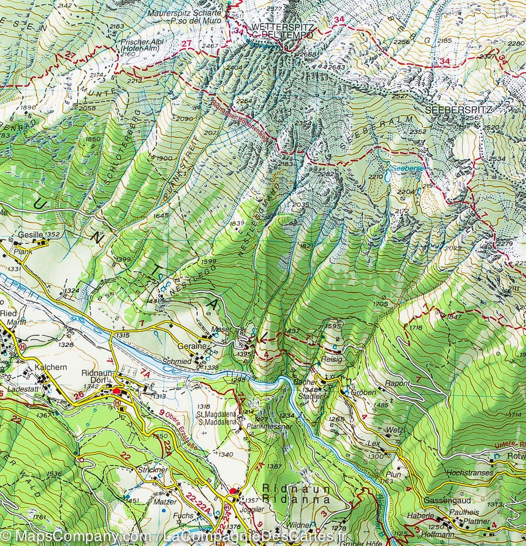 Carte de randonnée n° 38 - Alpes de Stubai (Alpes Breonies Occidentales, Italie) | Tabacco carte pliée Tabacco 