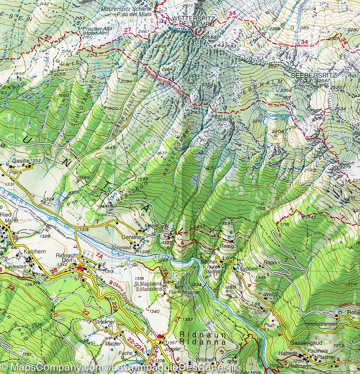 Carte de randonnée n° 38 - Alpes de Stubai (Alpes Breonies Occidentales, Italie) | Tabacco carte de randonnée Tabacco