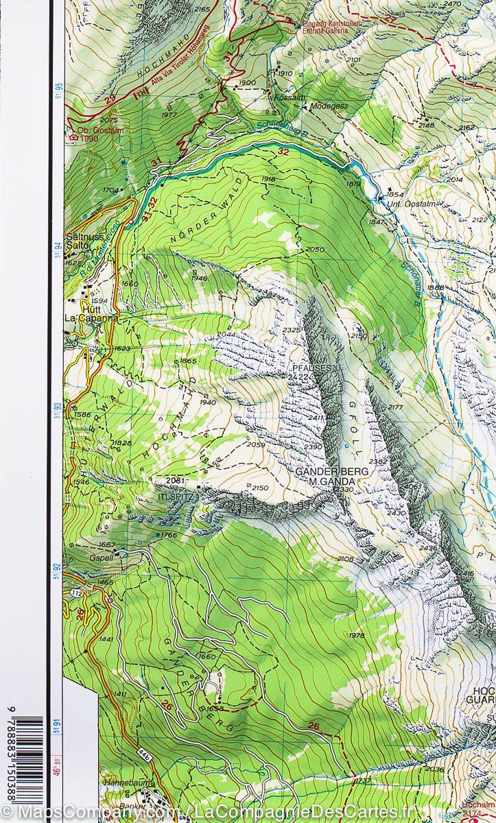 Carte de randonnée n° 38 - Alpes de Stubai (Alpes Breonies Occidentales, Italie) | Tabacco carte de randonnée Tabacco