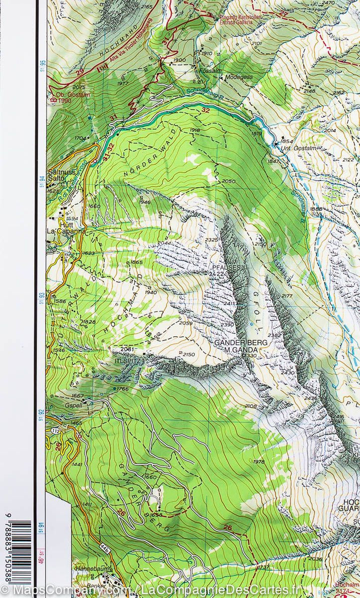 Carte de randonnée n° 38 - Alpes de Stubai (Alpes Breonies Occidentales, Italie) | Tabacco carte pliée Tabacco 