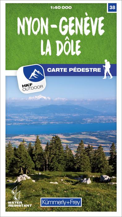 Carte de randonnée n° 38 - Nyon, Genève, La Dôle (Suisse) | Kümmerly & Frey-1/40 000 carte pliée Kümmerly & Frey 