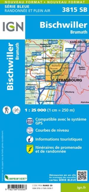 Carte de randonnée n° 3815 - Bischwiller, Brumath | IGN - Série Bleue carte de randonnée IGN