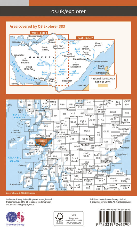 Carte de randonnée n° 383 - Morvern, Lochaline (Grande Bretagne) | Ordnance Survey - Explorer carte de randonnée Ordnance Survey Papier