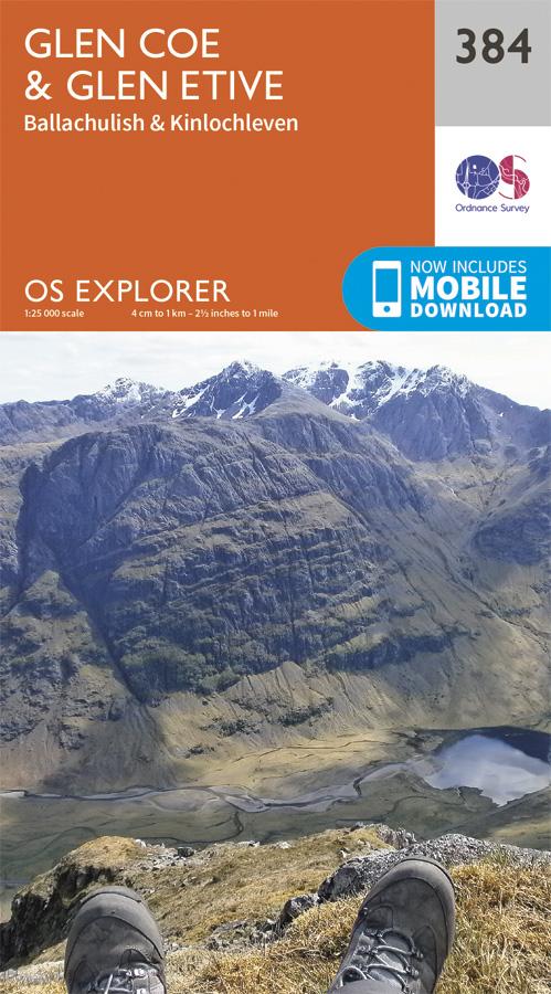 Carte de randonnée n° 384 - Glen Coe, Glen Etive (Grande Bretagne) | Ordnance Survey - Explorer carte de randonnée Ordnance Survey Papier