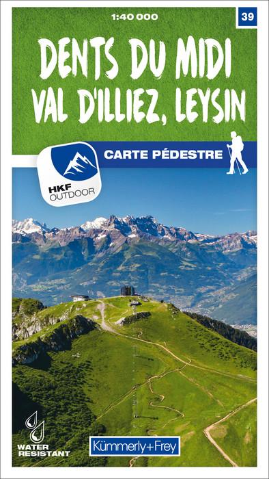 Carte de randonnée n° 39 - Dents du Midi, Val d'Illiez, Leysin (Suisse) | Kümmerly & Frey-1/40 000 carte pliée Kümmerly & Frey 