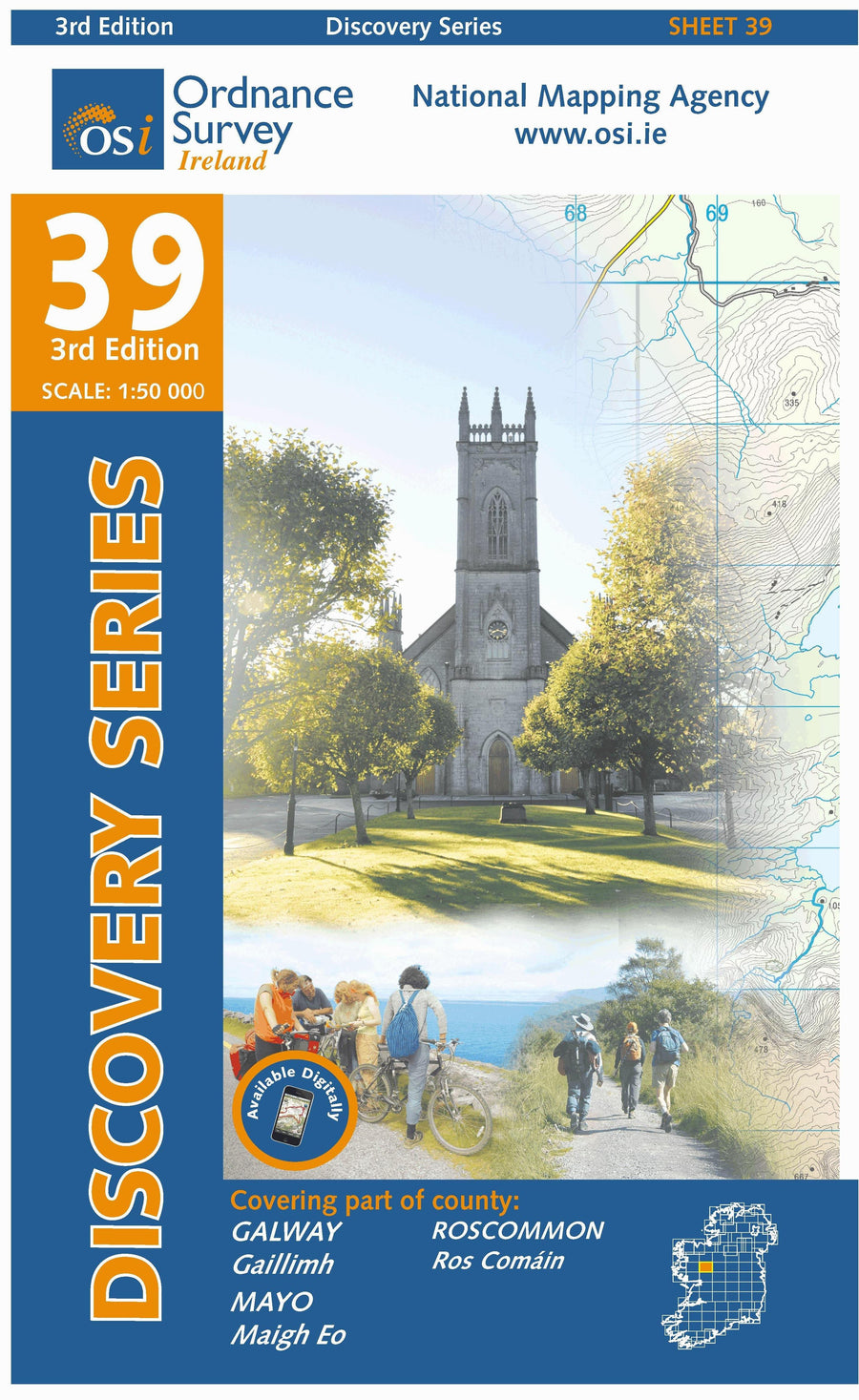 Carte de randonnée n° 39 - Galway, Mayo, Roscommon (Irlande) | Ordnance Survey - série Discovery carte pliée Ordnance Survey Ireland 