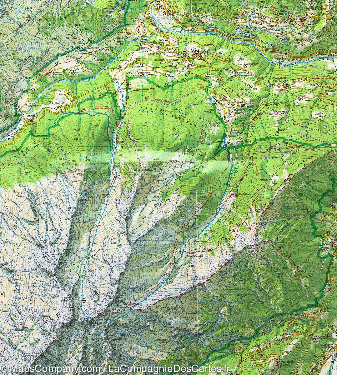 Carte de randonnée n° 39 - Val Passiria (Italie) | Tabacco carte de randonnée Tabacco