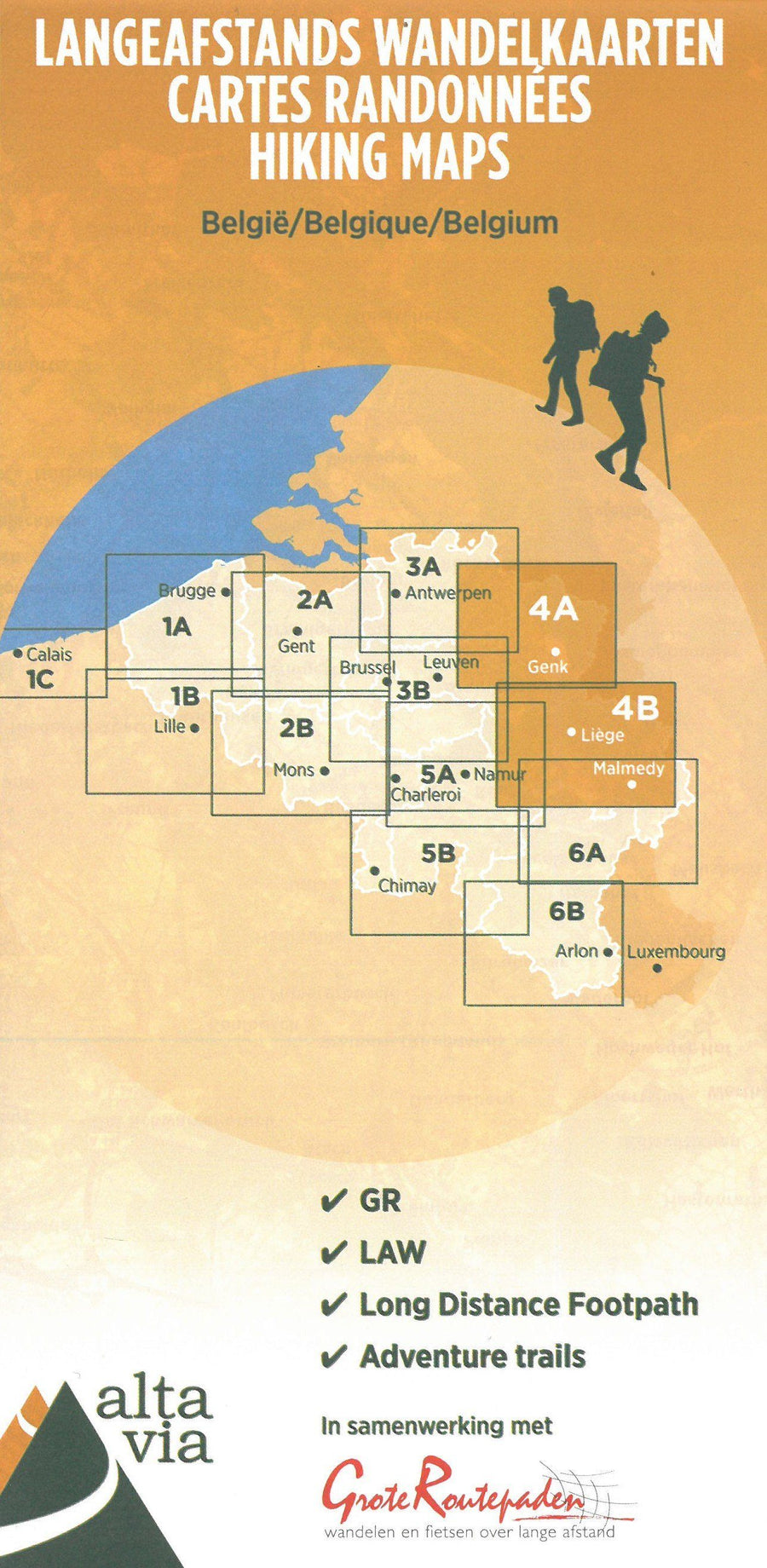 Carte de randonnée n° 4 - Limbourg, Hautes Fagnes et Ardennes | Alta Via carte pliée Alta Via 