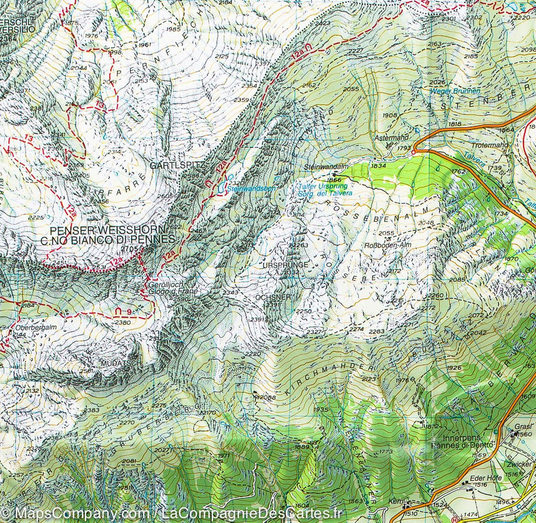 Carte de randonnée n° 40 - Alpes Sarentines (ou de Sarntal), Italie | Tabacco carte pliée Tabacco 