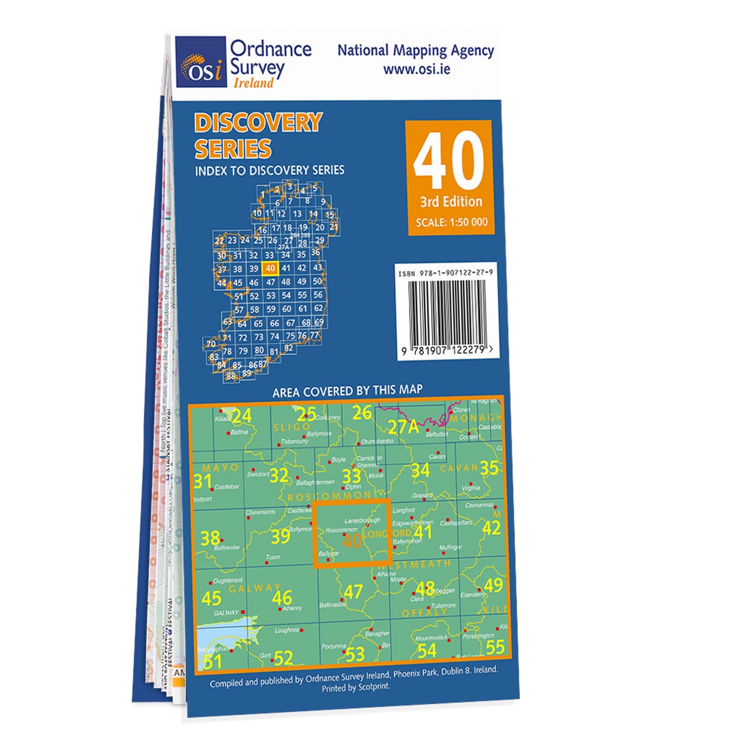 Carte de randonnée n° 40 - Galway, Longford, Roscommon, Westmeath (Irlande) | Ordnance Survey - série Discovery carte de randonnée Ordnance Survey Ireland
