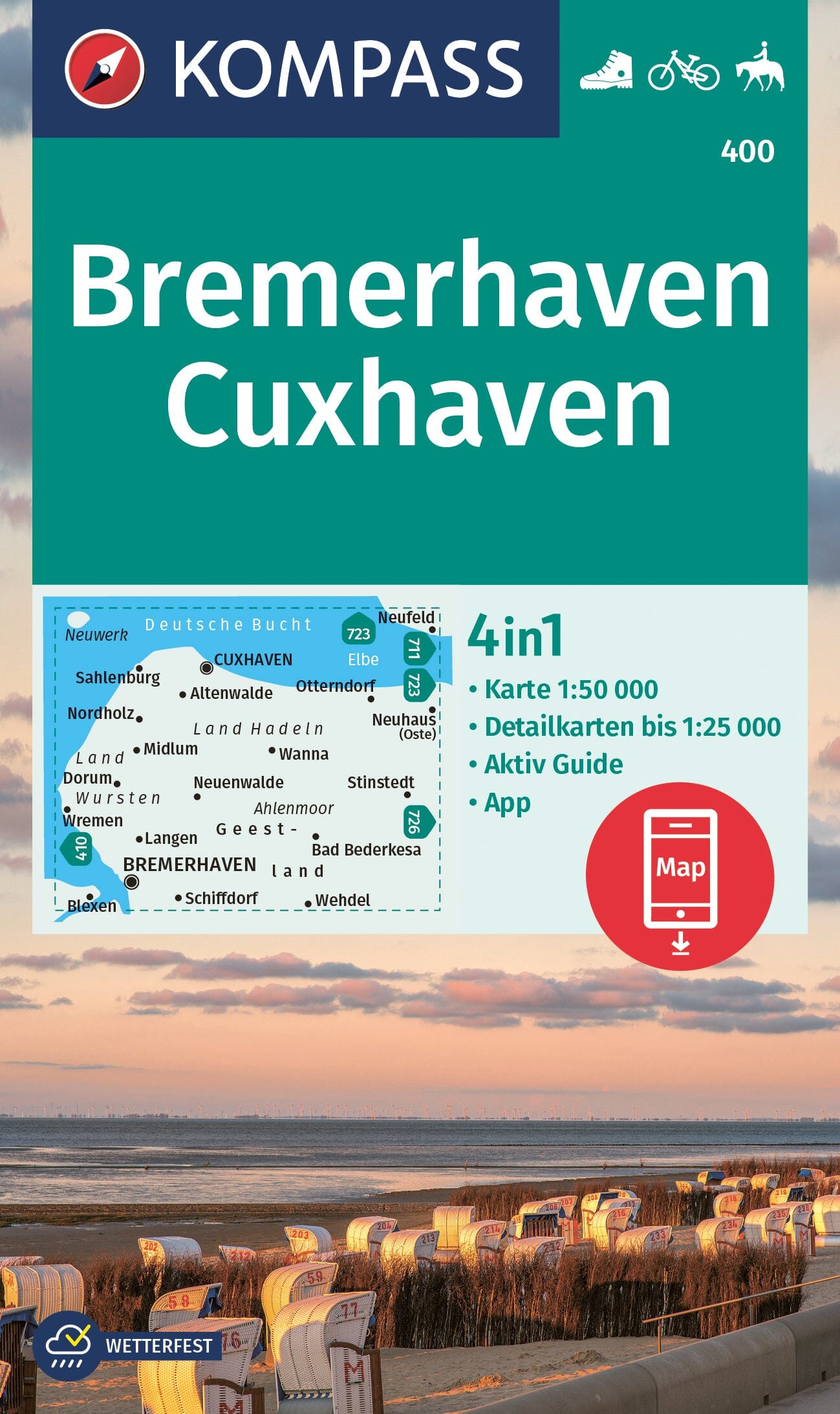 Carte de randonnée n° 400 - Bremerhaven, Cuxhaven (Allemagne) | Kompass carte de randonnée Kompass