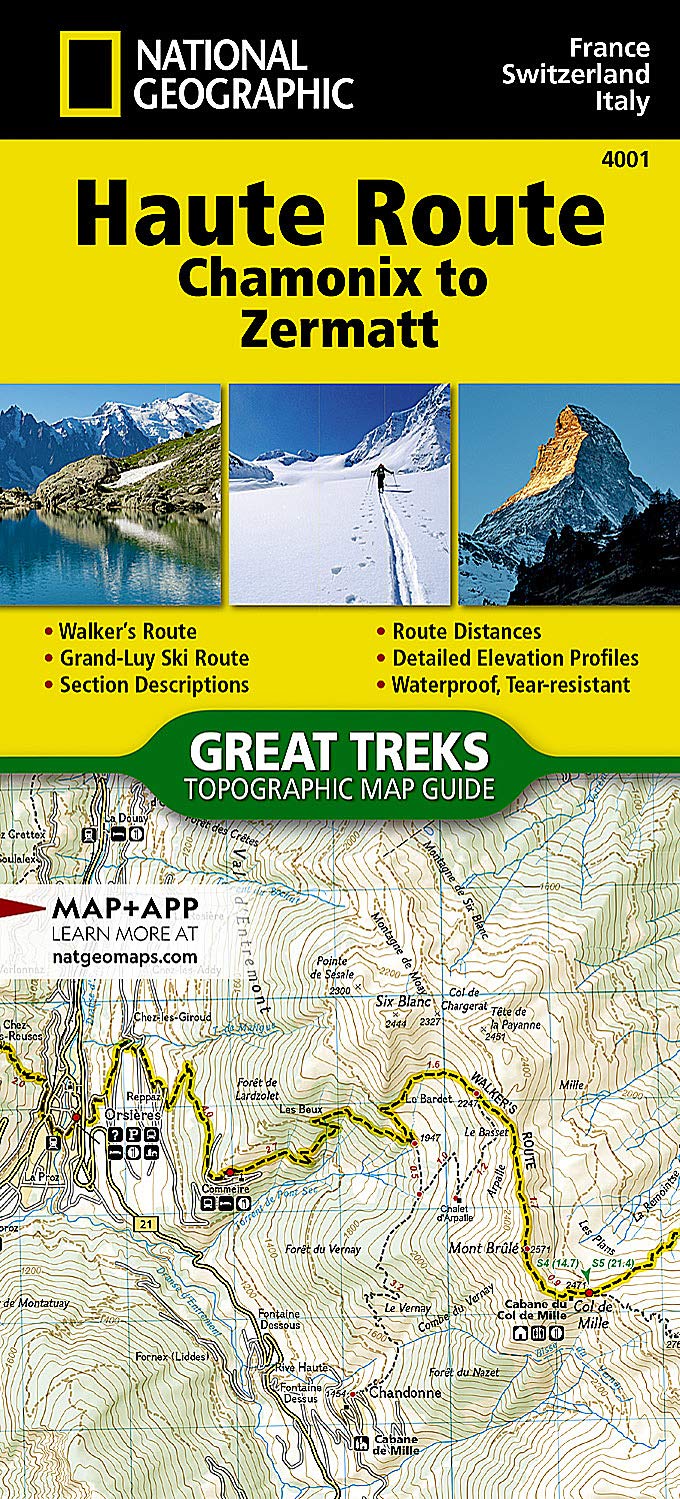 Carte de randonnée n° 4001 - Haute Route - Chamonix to Zermatt | National Geographic carte pliée National Geographic 
