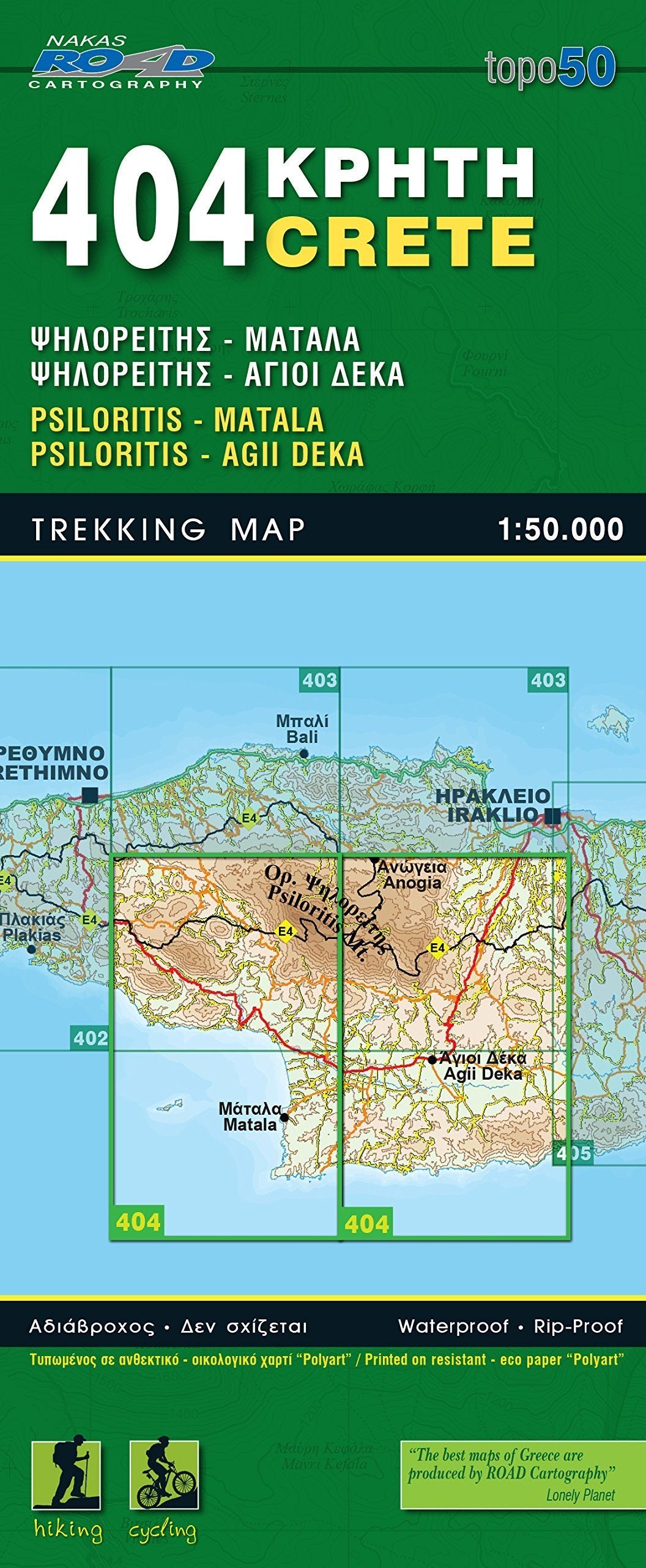 Matala Map Hiking map No. 404 - Crete: psiloritis - Matala | Road Editions – Cartovia