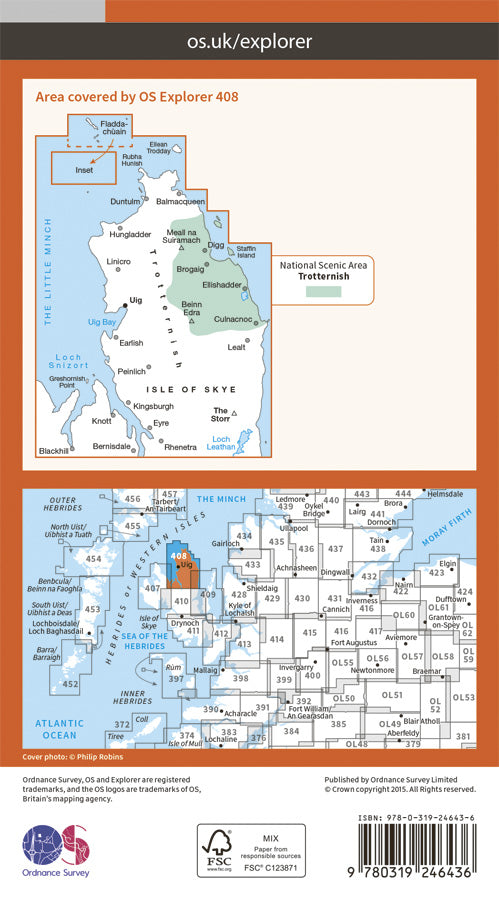 Carte de randonnée n° 408 - Skye, Trotternish, The Storr (Grande Bretagne) | Ordnance Survey - Explorer carte de randonnée Ordnance Survey