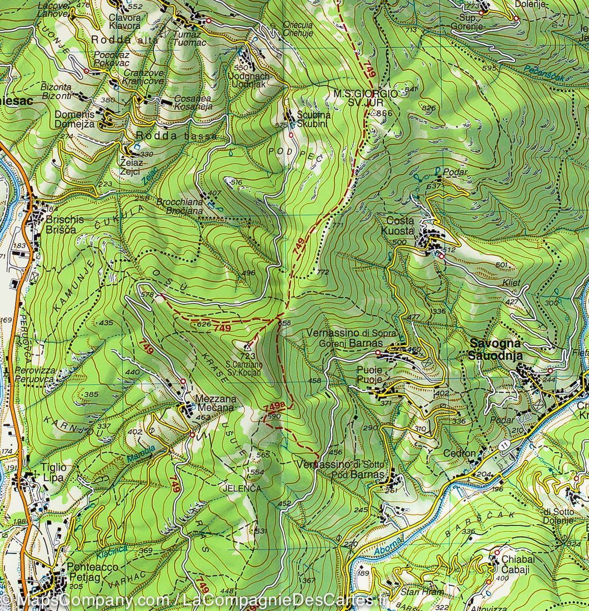 Carte de randonnée n° 41 - Vallée du Natisone, Cividale del Friuli, Krn, Monte Nero (Italie) | Tabacco carte de randonnée Tabacco