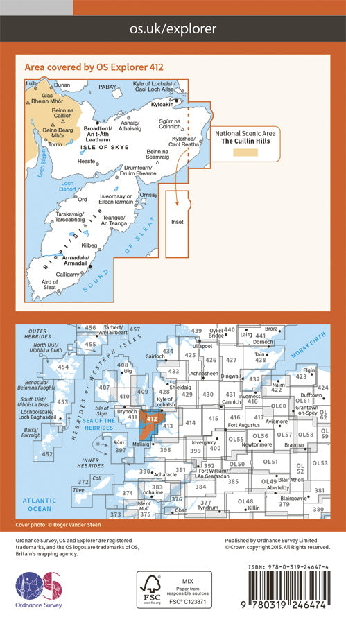 Carte de randonnée n° 412 - Skye, Sleat (Grande Bretagne) | Ordnance Survey - Explorer carte de randonnée Ordnance Survey