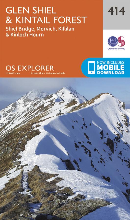 Carte de randonnée n° 414 - Glen Shiel, Kintail Forest (Grande Bretagne) | Ordnance Survey - Explorer carte pliée Ordnance Survey 