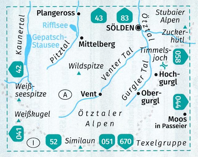 Carte de randonnée n° 42 - Otztal Inneres, Pitztal + Aktiv Guide (Tyrol, Autriche) | Kompass carte de randonnée Kompass